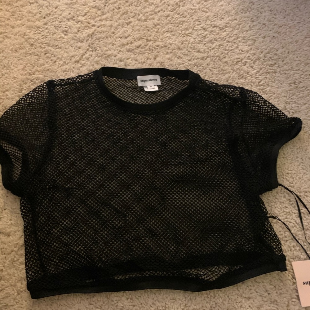 Superdown Crop Fishnet Top